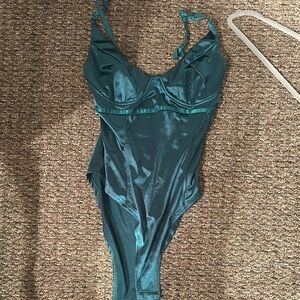 Teal Satin Bodysuit